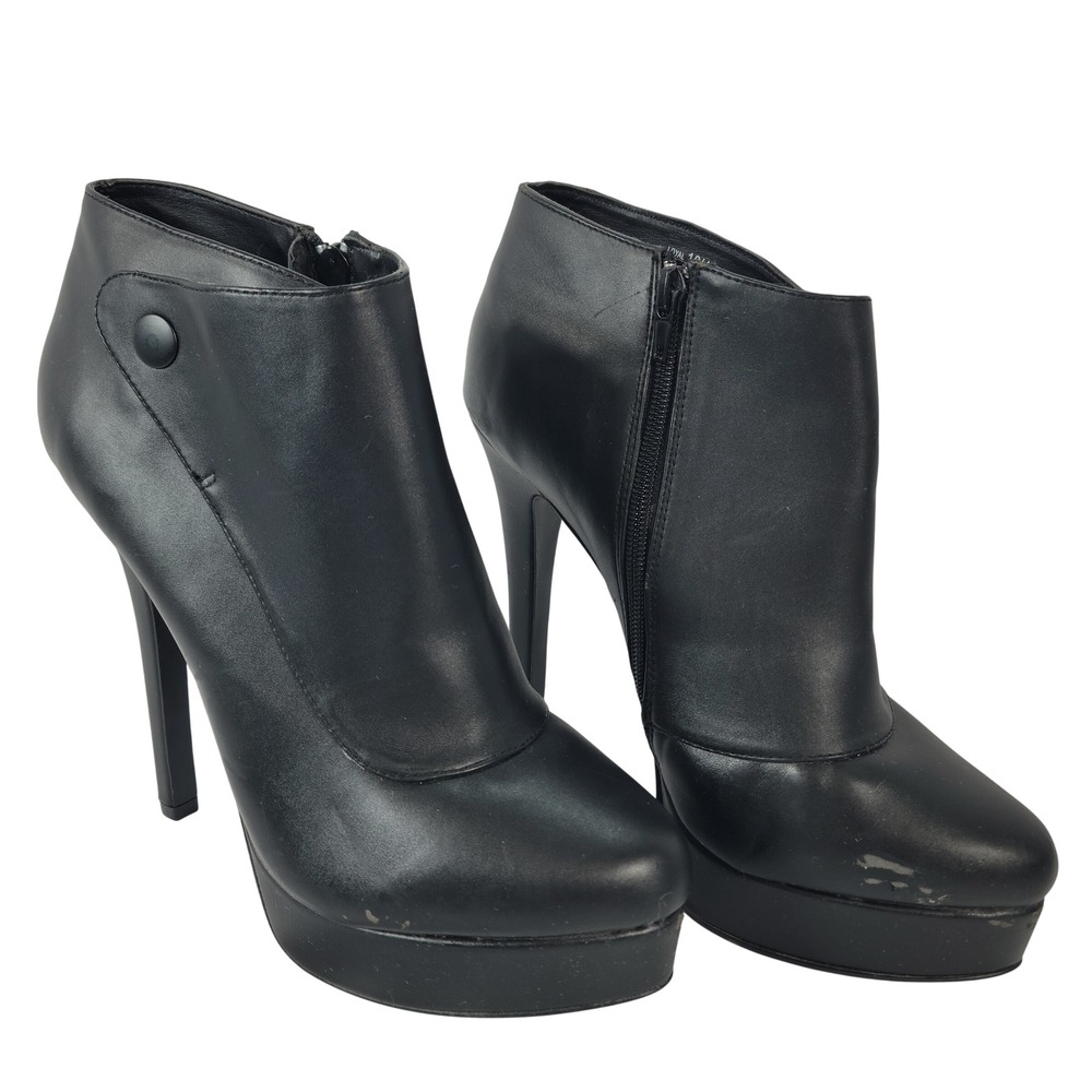 Chinese Laundry High Heel Ankle Boots Women 10 Black Platform Stiletto Zip Edgy